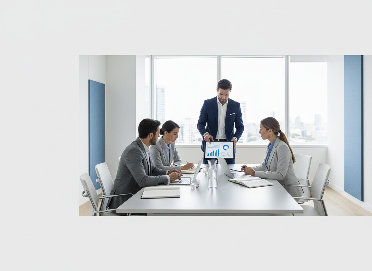 Réunion de conseil en assurance avec des dirigeants d'entreprise